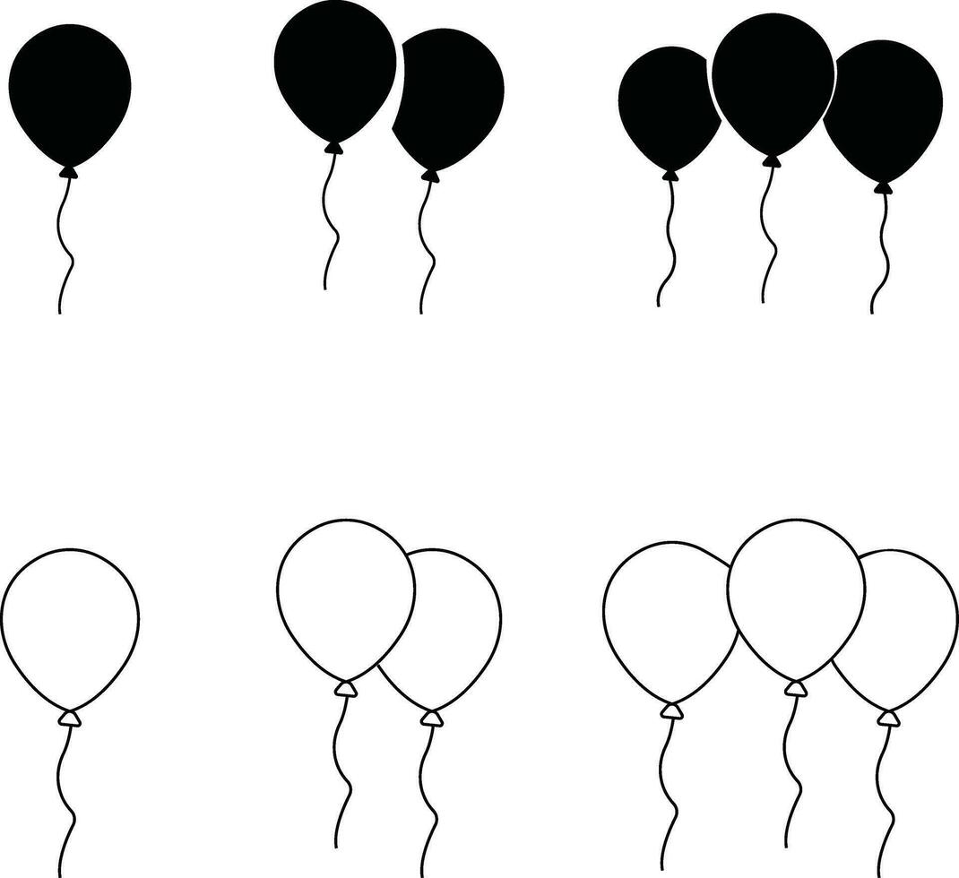 Balloons Icon Set Vector Design. Party and Celebration Line Icon Design