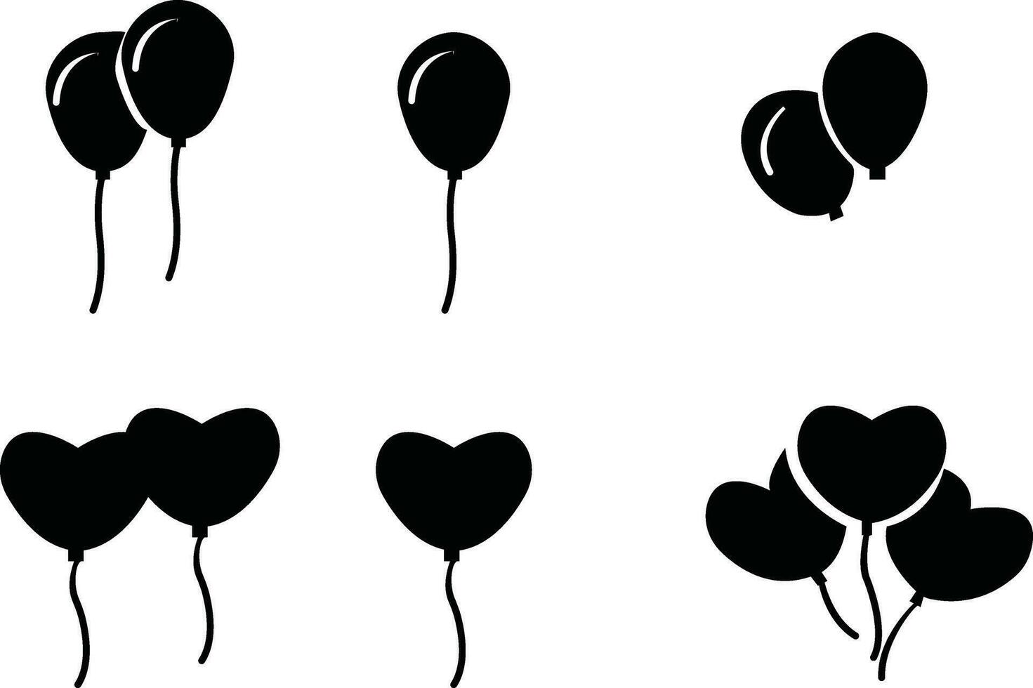 Balloons Icon Set Vector Design. Party and Celebration Line Icon Design