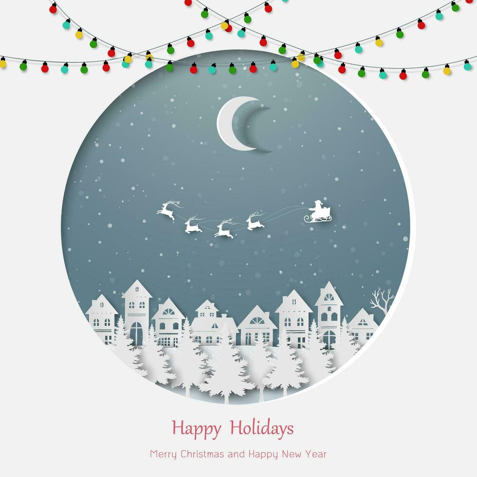 Merry Christmas and Happy new year greeting card,celebrate theme for happy holiday on paper art style vector