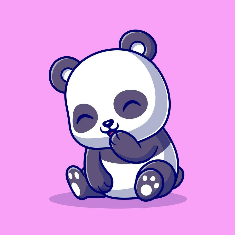 linda panda sentado dibujos animados vector icono ilustración. animal naturaleza icono concepto aislado prima vector. plano dibujos animados estilo