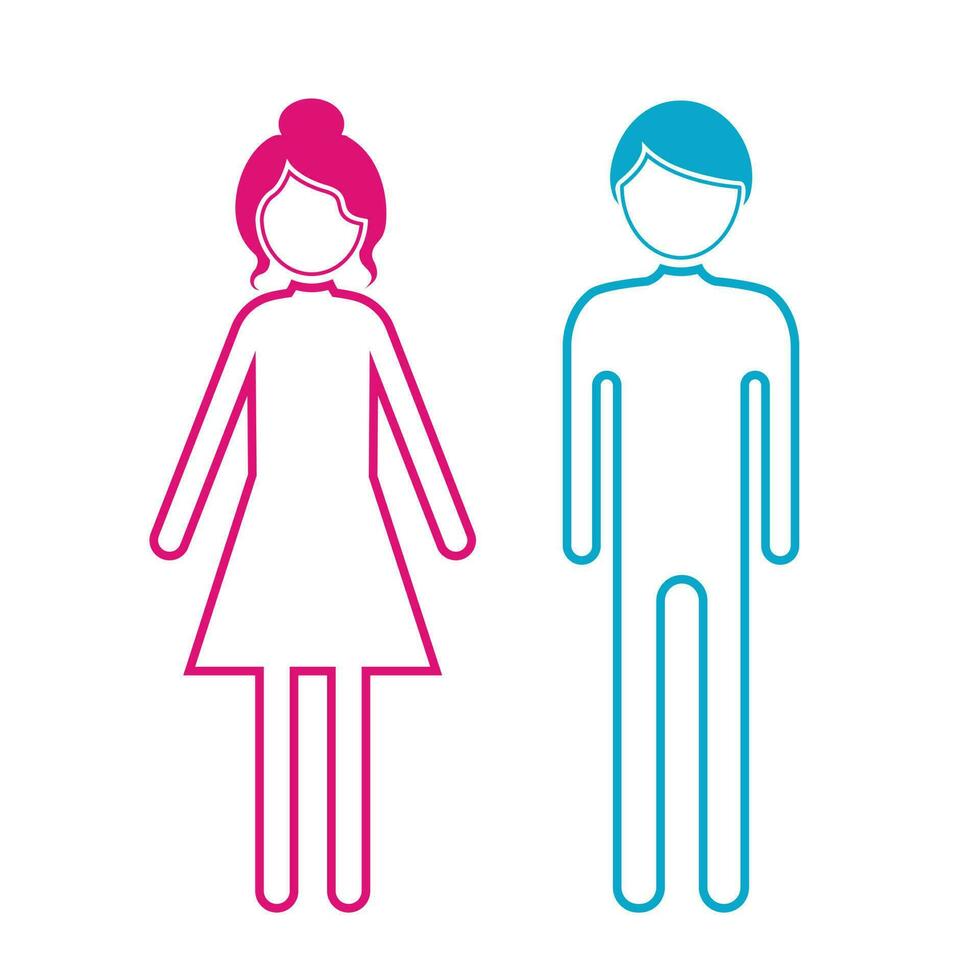 Set toilet signs men and women line icon vector