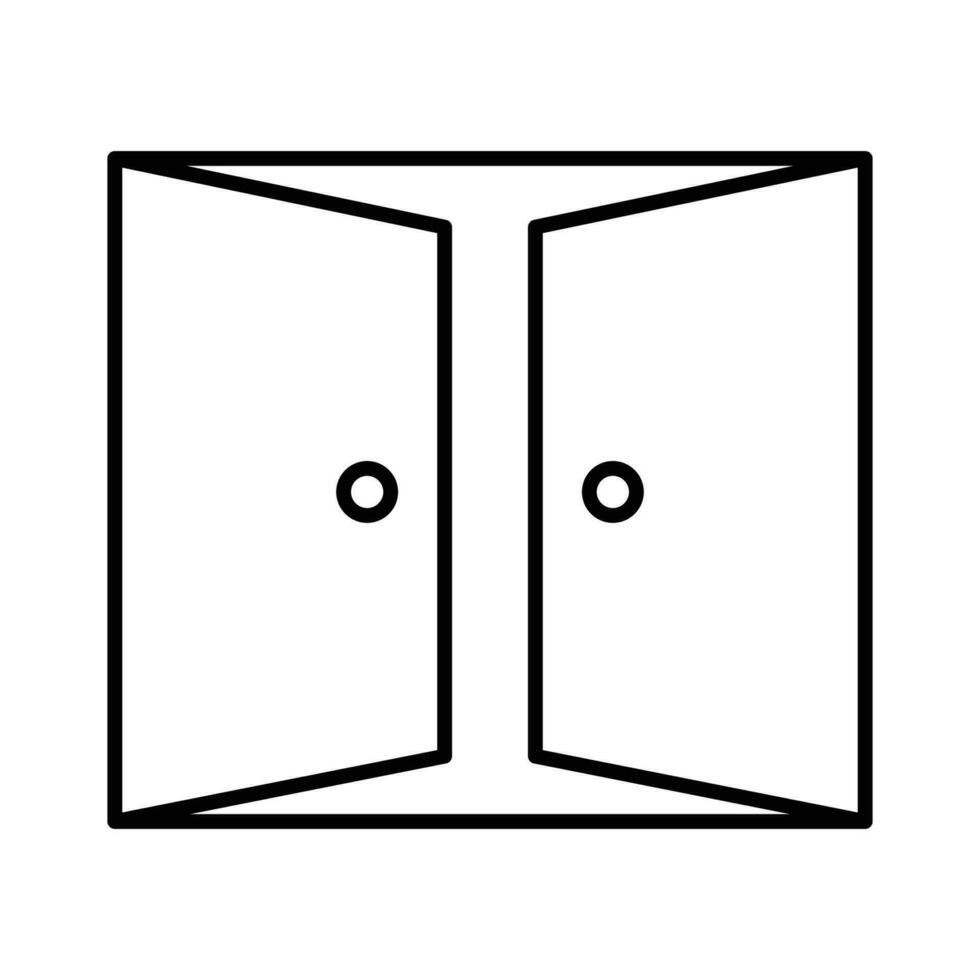 doble puertas icono. sencillo contorno estilo. puerta, abierto, doble, ingresar, salida, entrada, frente, puerta, puerta, casa, hogar interior concepto. Delgado línea símbolo. vector ilustración aislado.