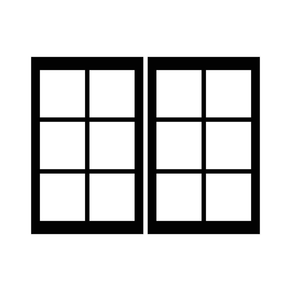 ventana icono. sencillo sólido estilo. doble, ventana marco, cuadrado, cerca, habitación, casa, hogar interior concepto. silueta, glifo símbolo. vector ilustración aislado.