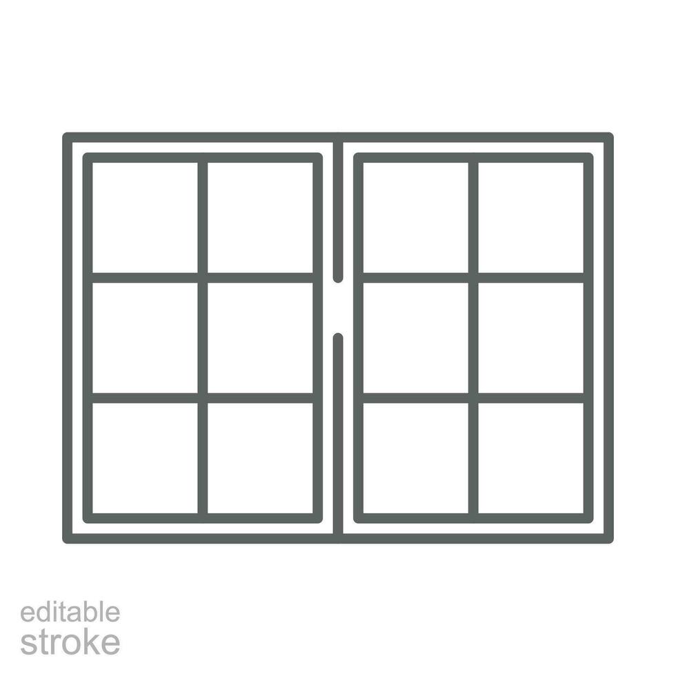 Window icon. Simple outline style. Double, window frame, square, close