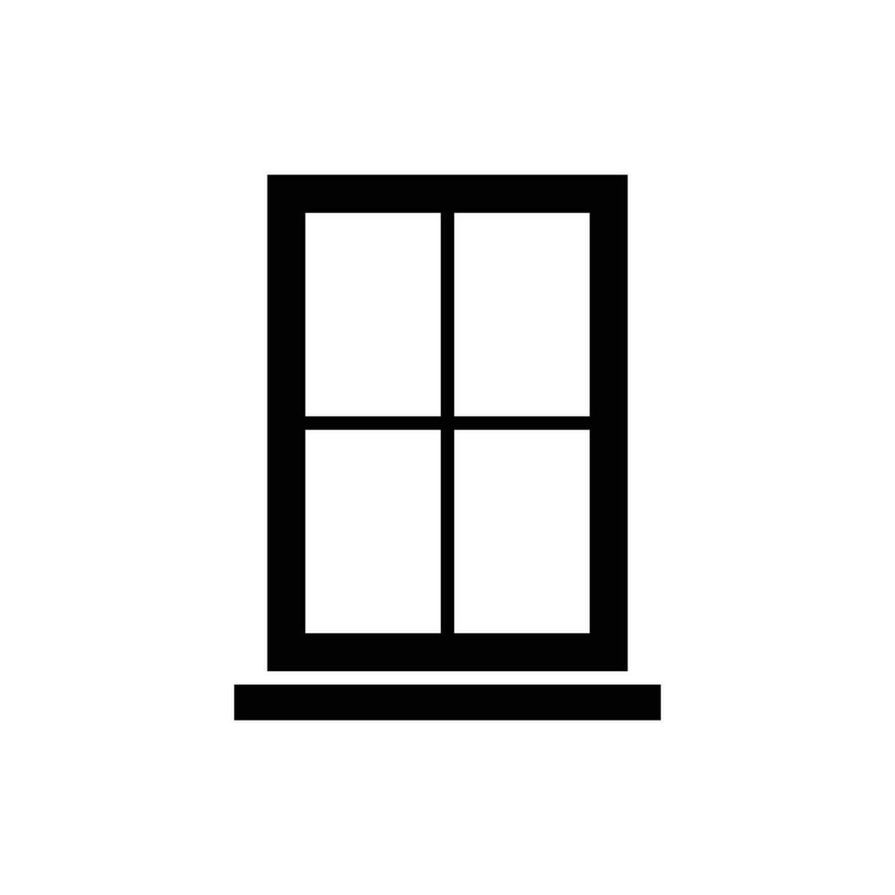 Window icon. Simple solid style. Window frame, square, construction, room, house, home interior concept. Silhouette, glyph symbol. Vector illustration isolated.