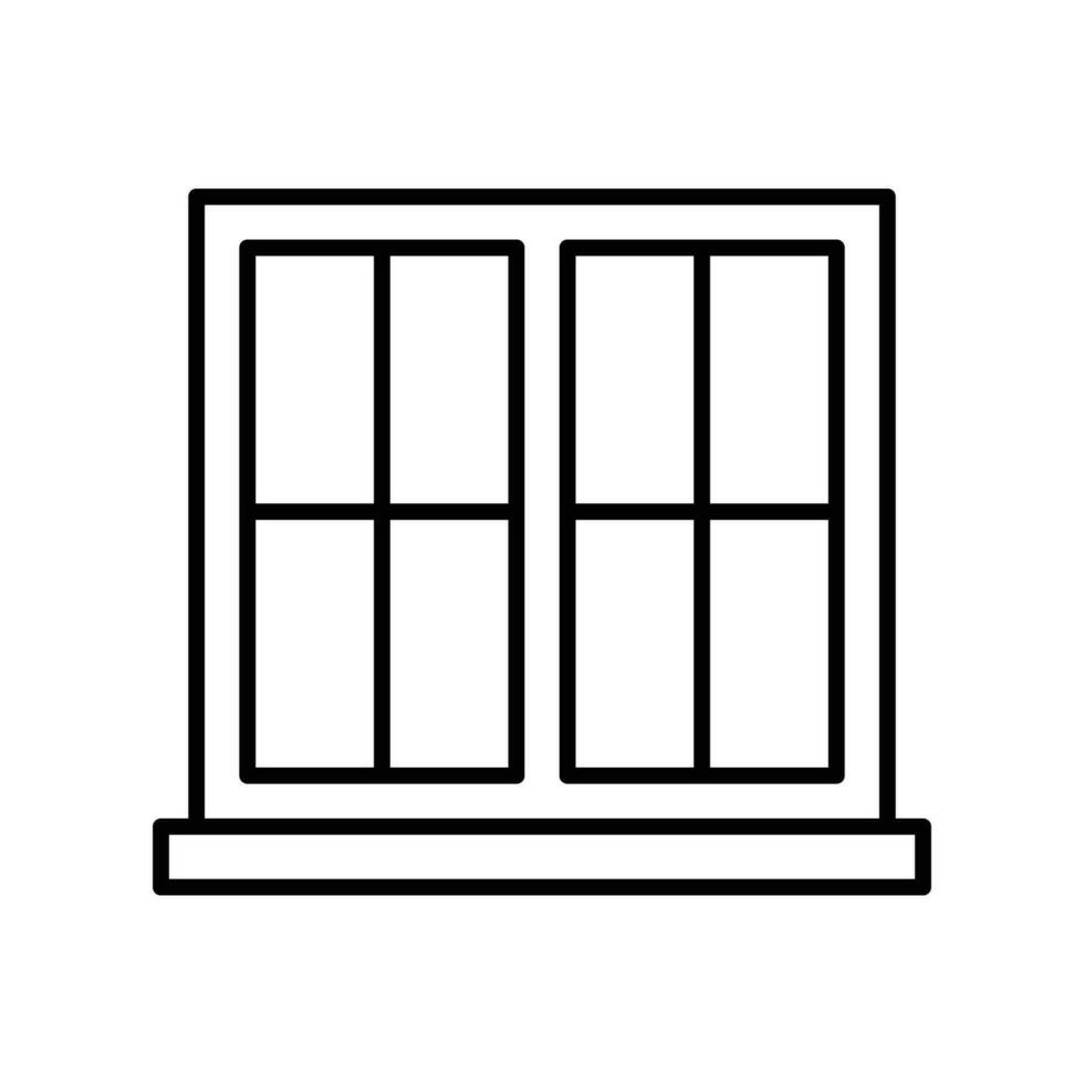 Window icon. Simple outline style. Double, window frame, square, close, room, house, home interior concept. Thin line symbol. Vector illustration isolated.