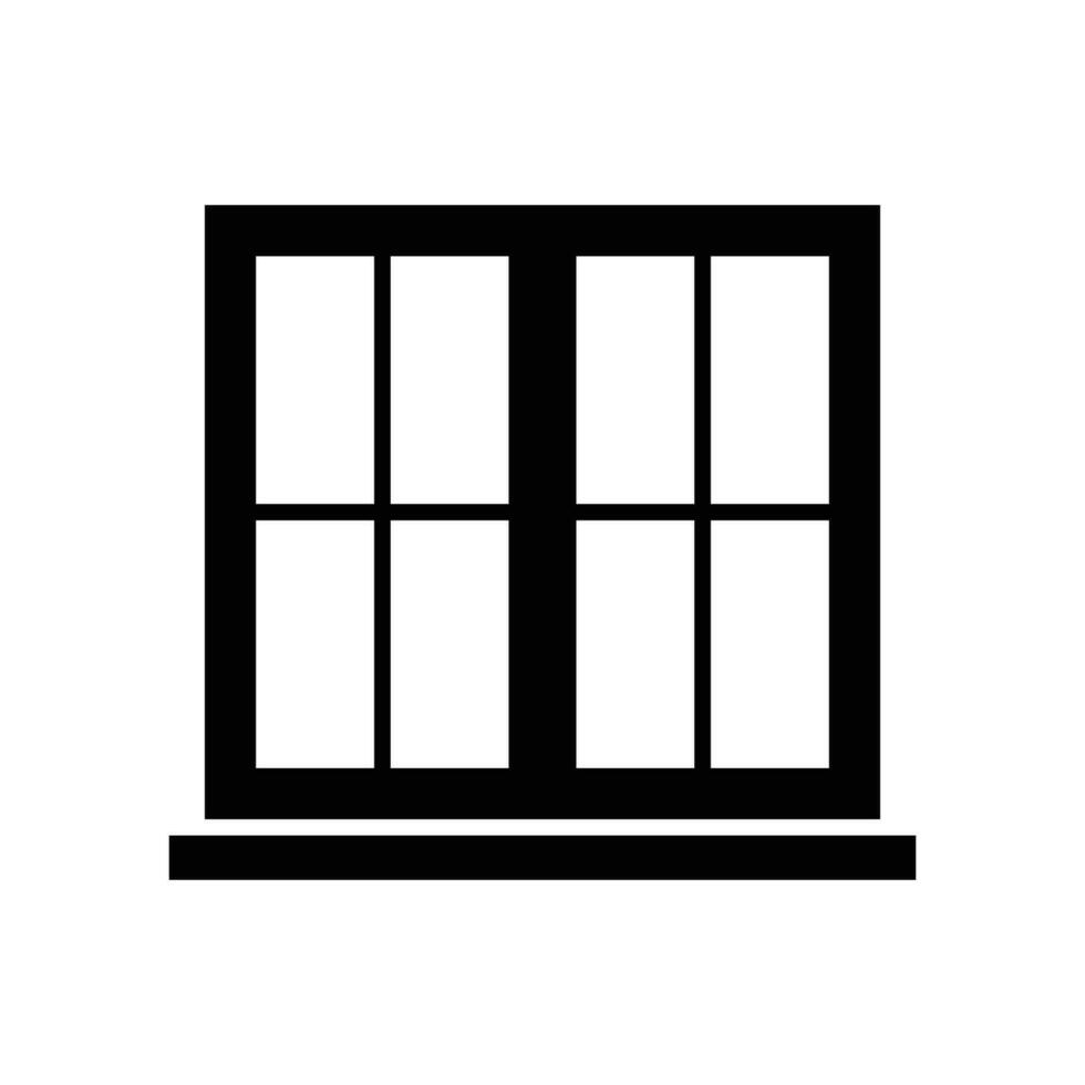 Window icon. Simple solid style. Double, window frame, square, close, room, house, home interior concept. Silhouette, glyph symbol. Vector illustration isolated.