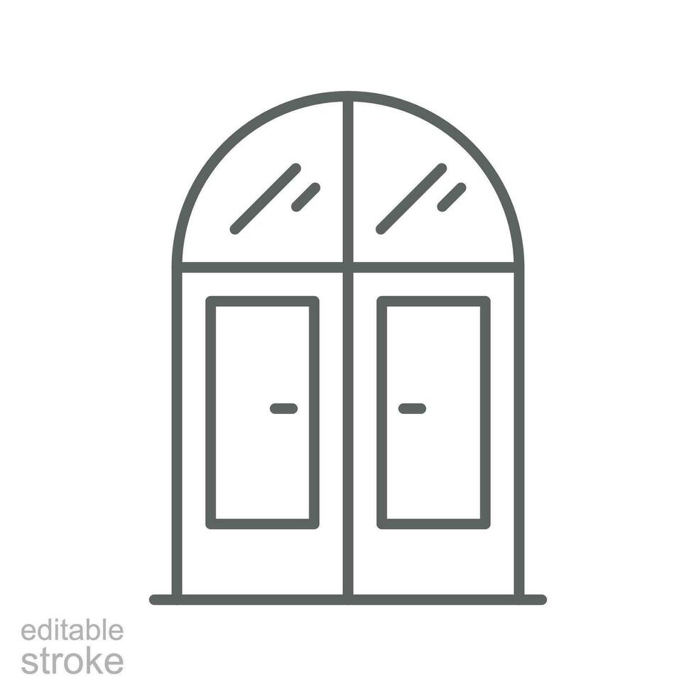 Arch door icon. Simple outline style. Front door, old, close, construction, room, house, home interior concept. Thin line symbol. Vector illustration isolated. Editable stroke.