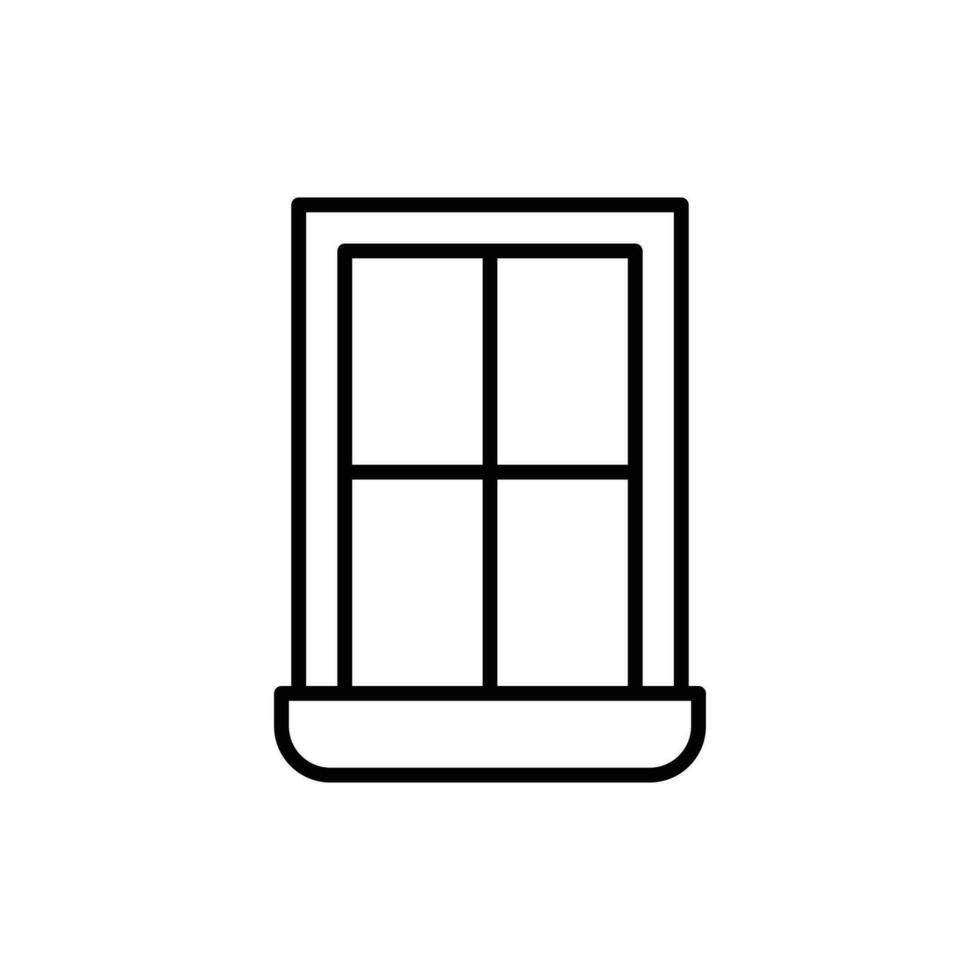 Window icon. Simple outline style. Window frame, square, construction, room, house, home interior concept. Thin line symbol. Vector illustration isolated.