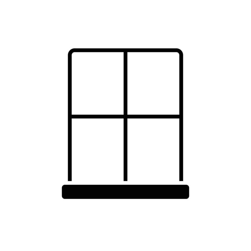 Window icon. Simple solid style. Window frame, square, construction, room, house, home interior concept. Silhouette, glyph symbol. Vector illustration isolated.