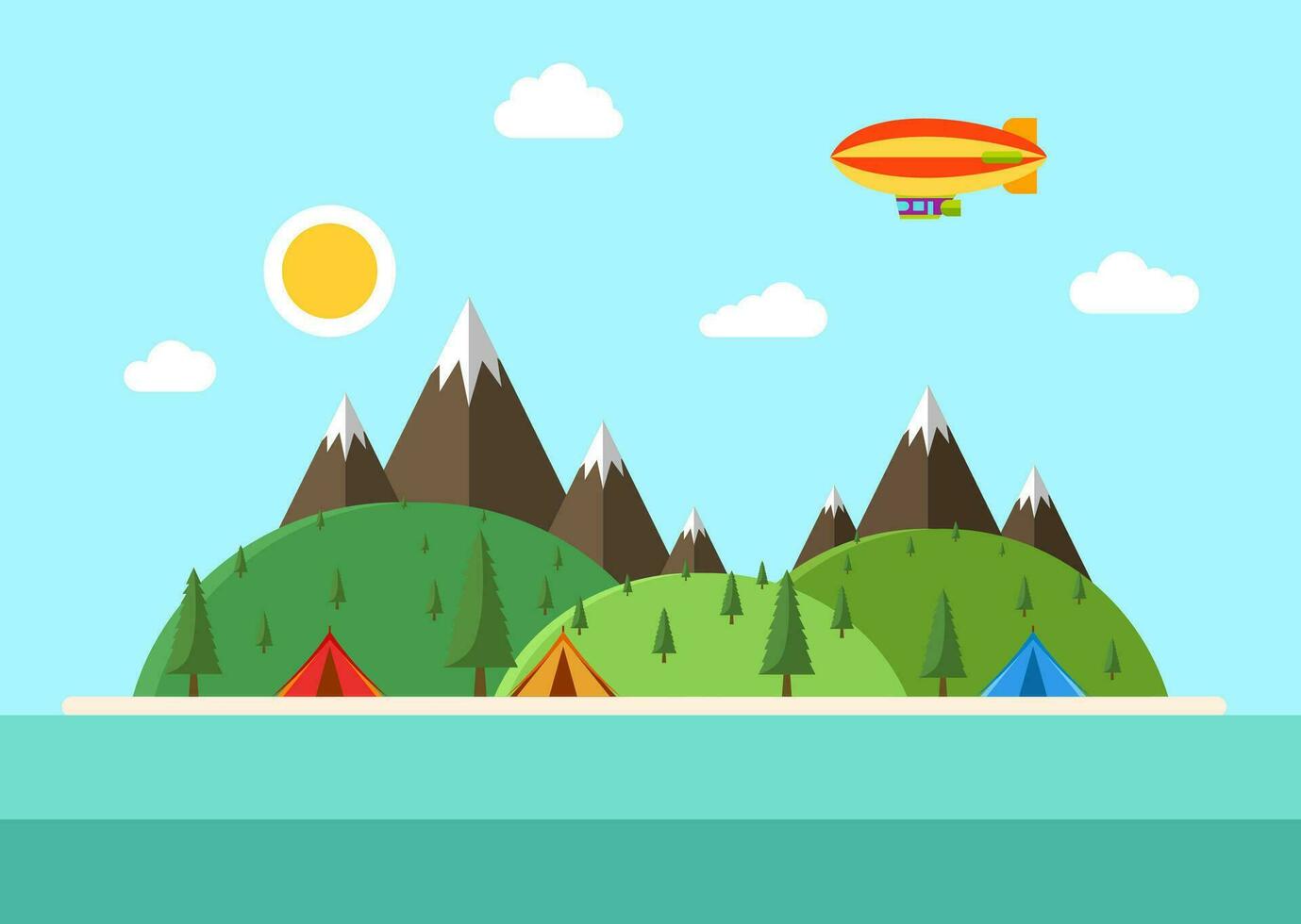 Natural scenery in the middle of a beautiful island. Vector illustration