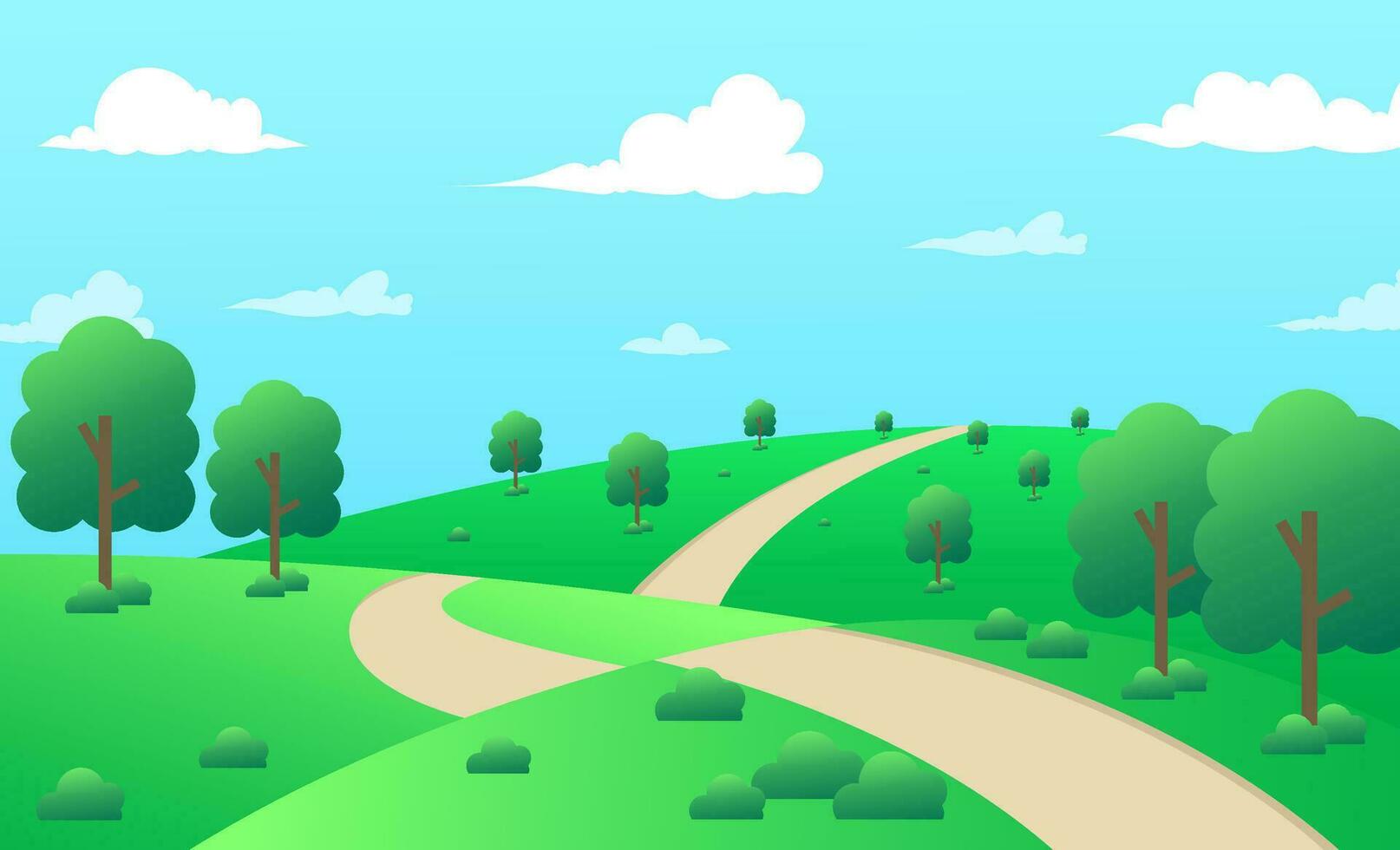 Beautiful summer scenery is perfect for tranquility. Flat design vector illustration