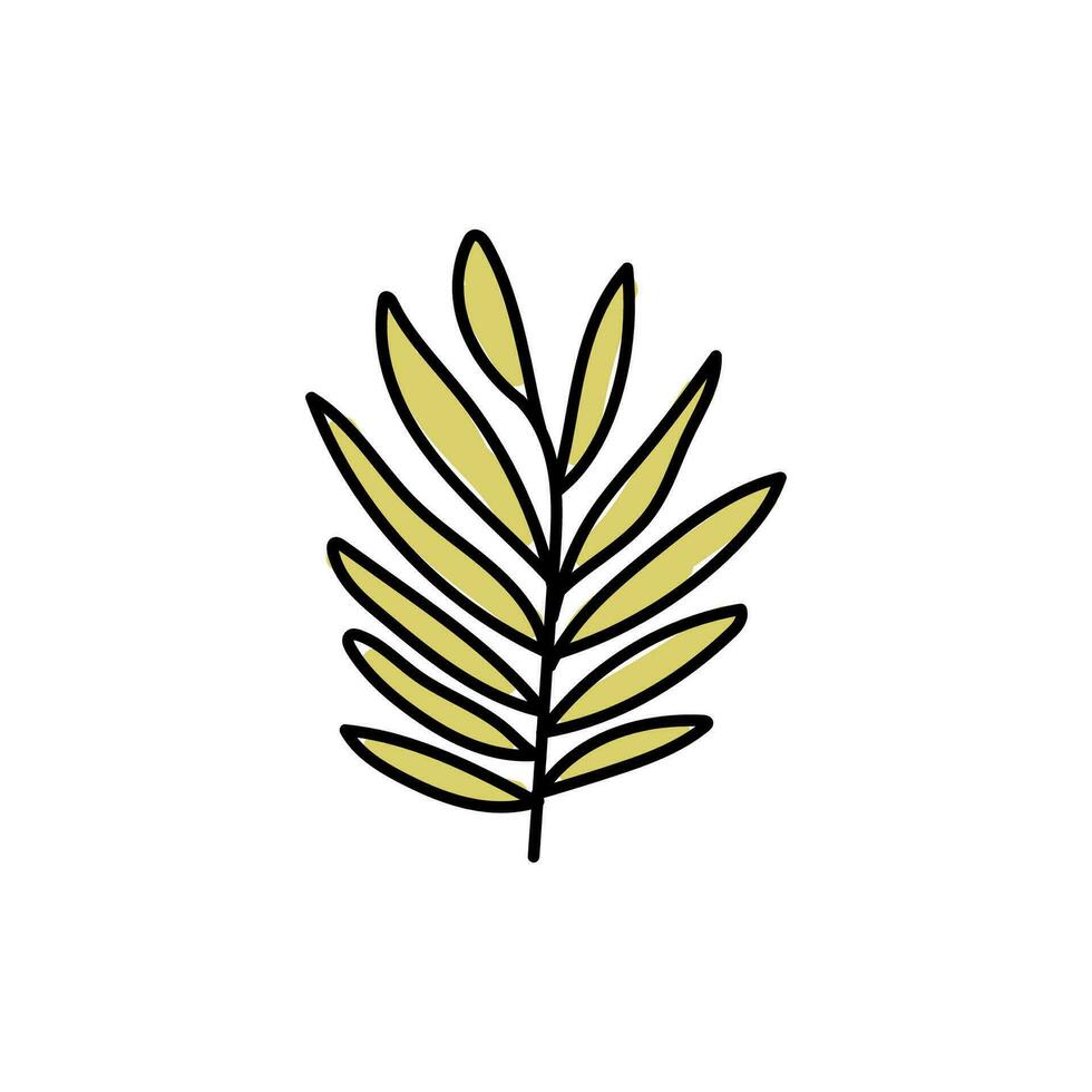 Vector illustration of leaves with outline. Hand drawn leaf logo symbol.