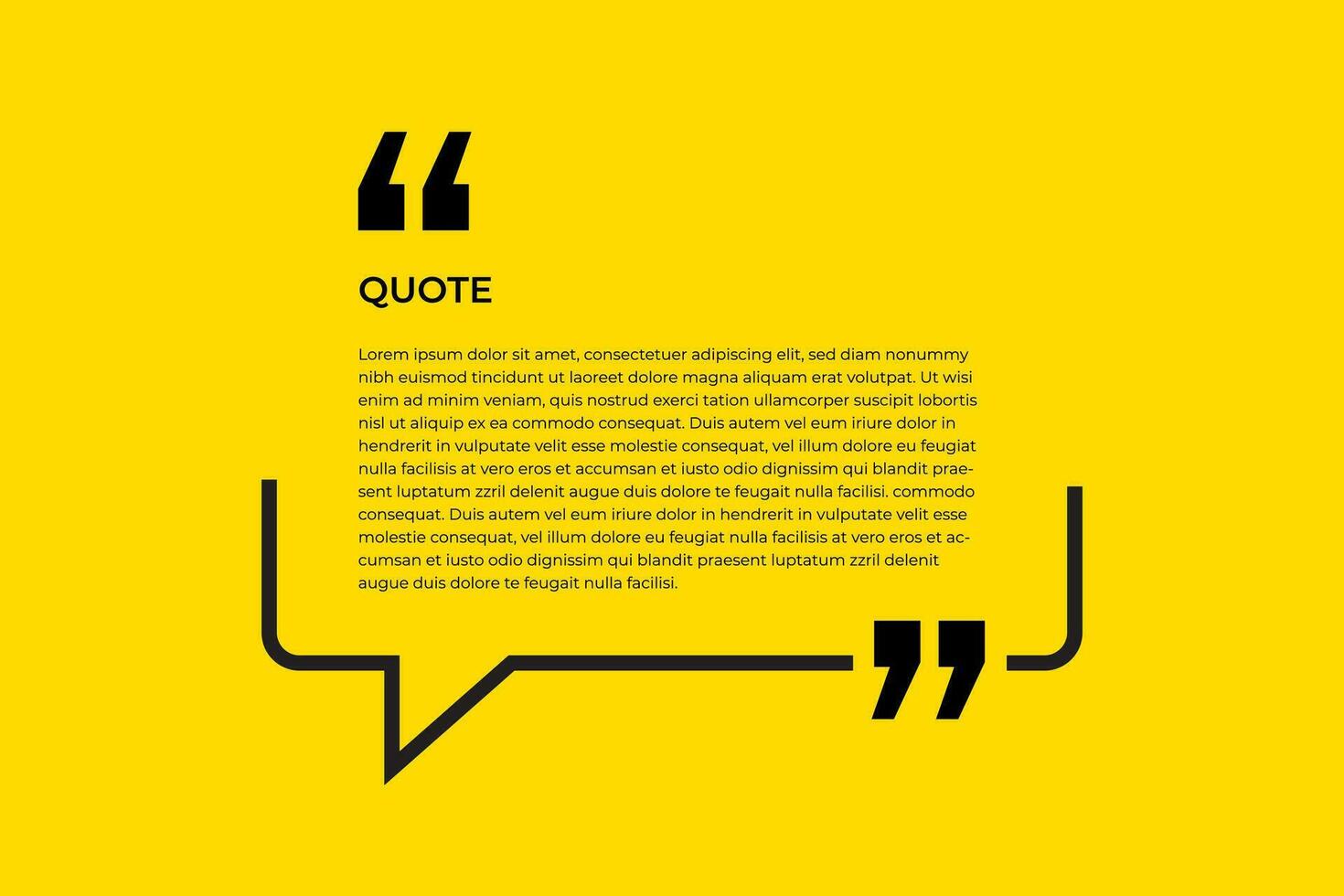 Quote poster and sticker concept with sample text. Black bubble message template design on yellow background. Vector Illustration.