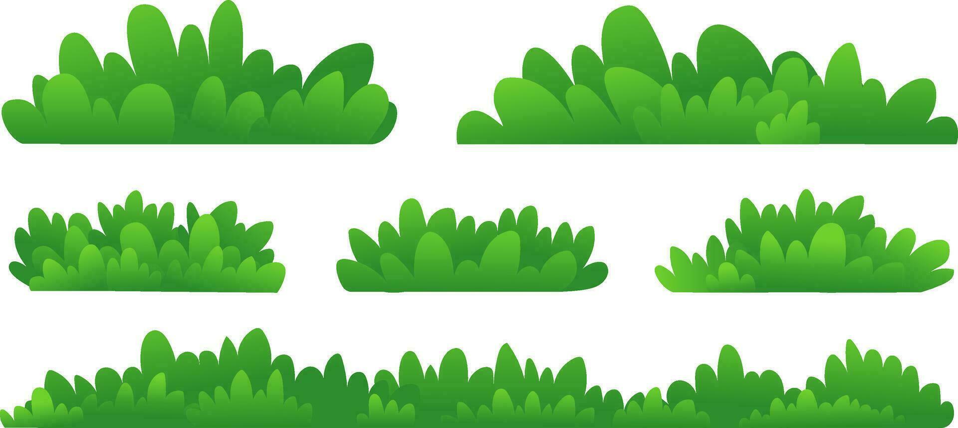 conjunto de hierba verde aislado sobre fondo blanco vector