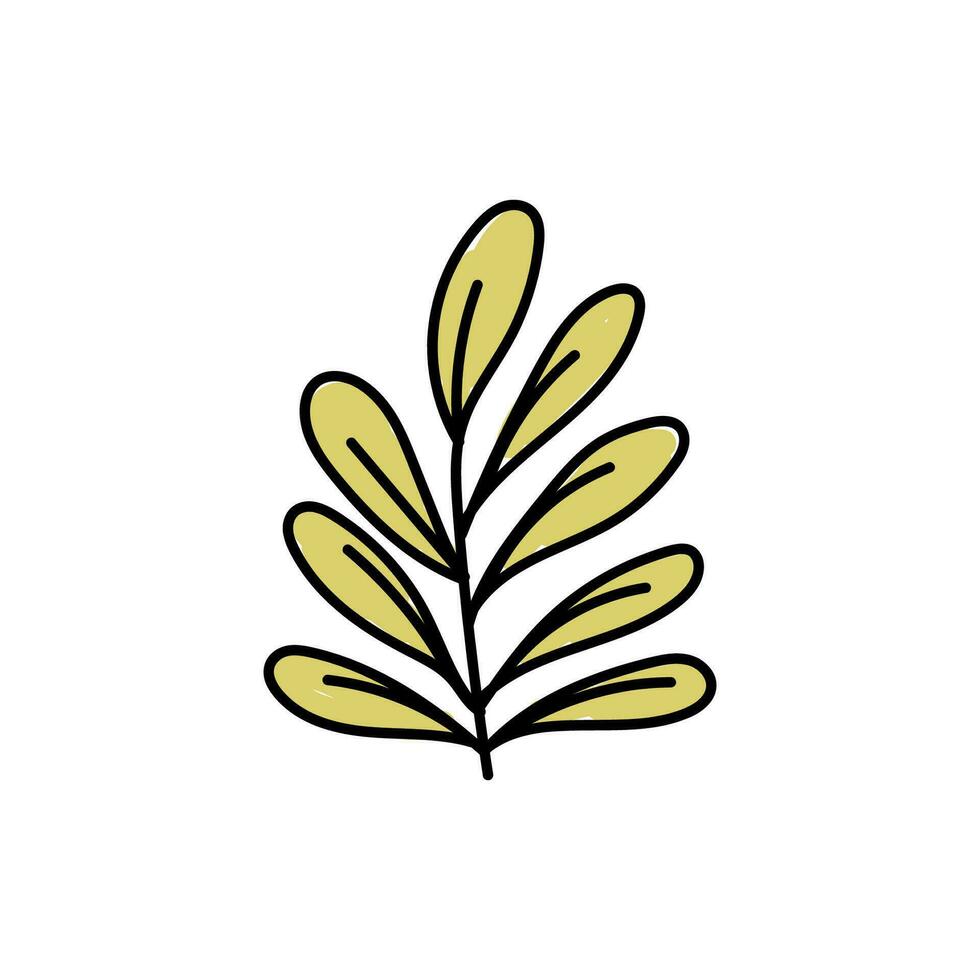 Vector illustration of leaves with outline. Hand drawn leaf logo symbol.