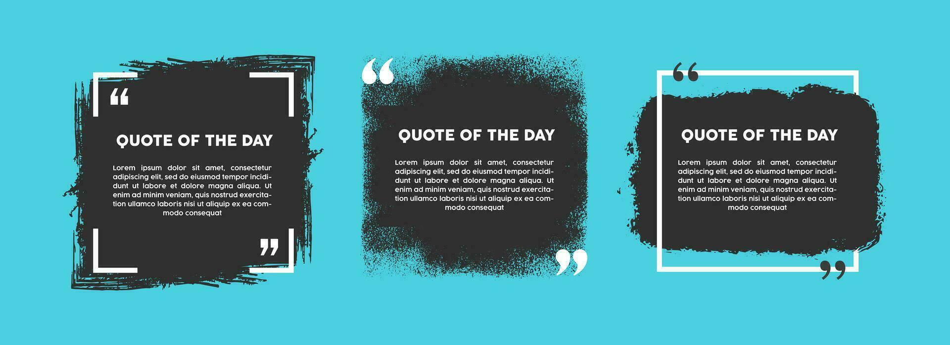 Template set of empty quote frames. Text in brackets, empty speech bubble quotes, bubble quotes. Isolated text box on background color. Vector illustration.
