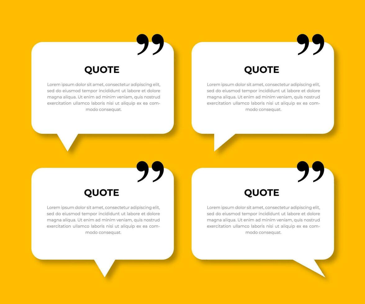 White chat bubble style quotes templates set. Vector Illustration