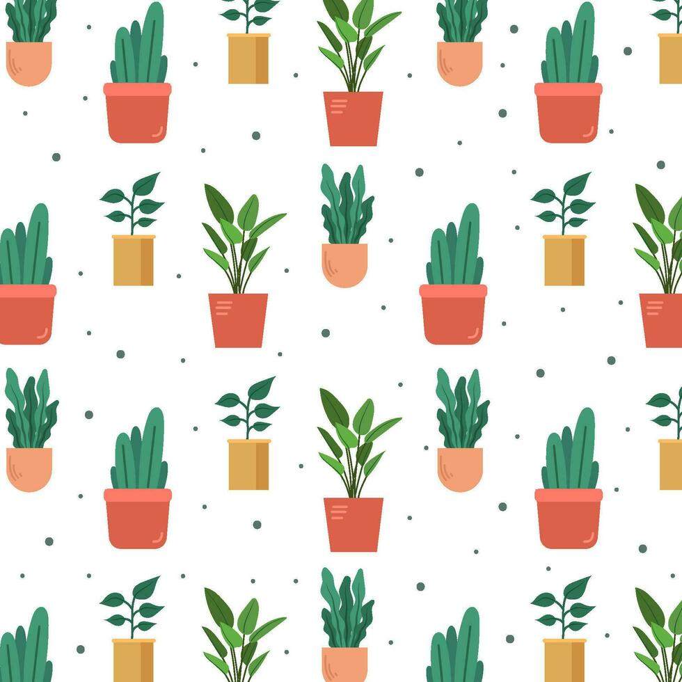 Hand drawn ornamental plant pattern. Vector Illustration