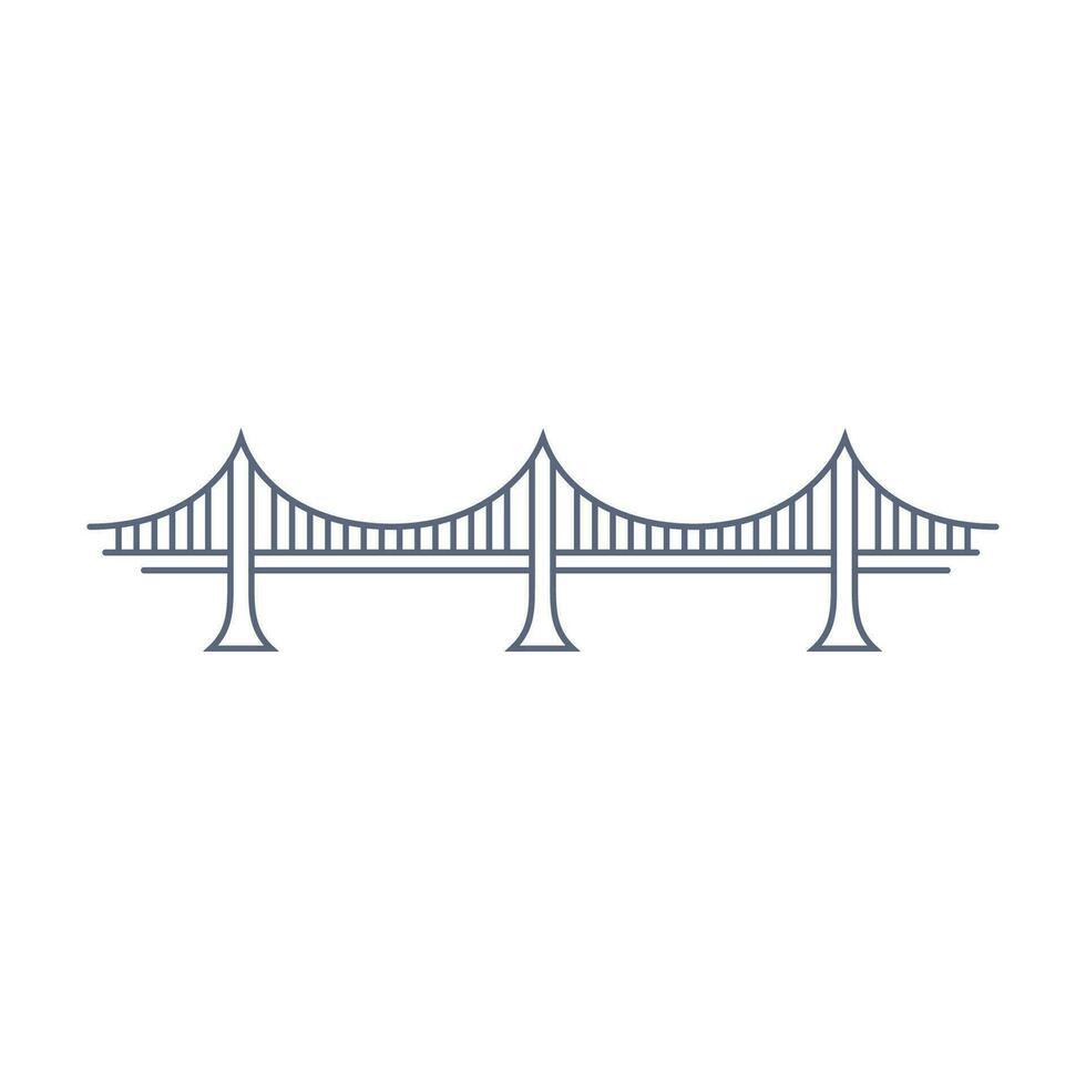 Bridge line vector icon - suspension bridge simple pictogram in linear style on white background. Vector illustration.