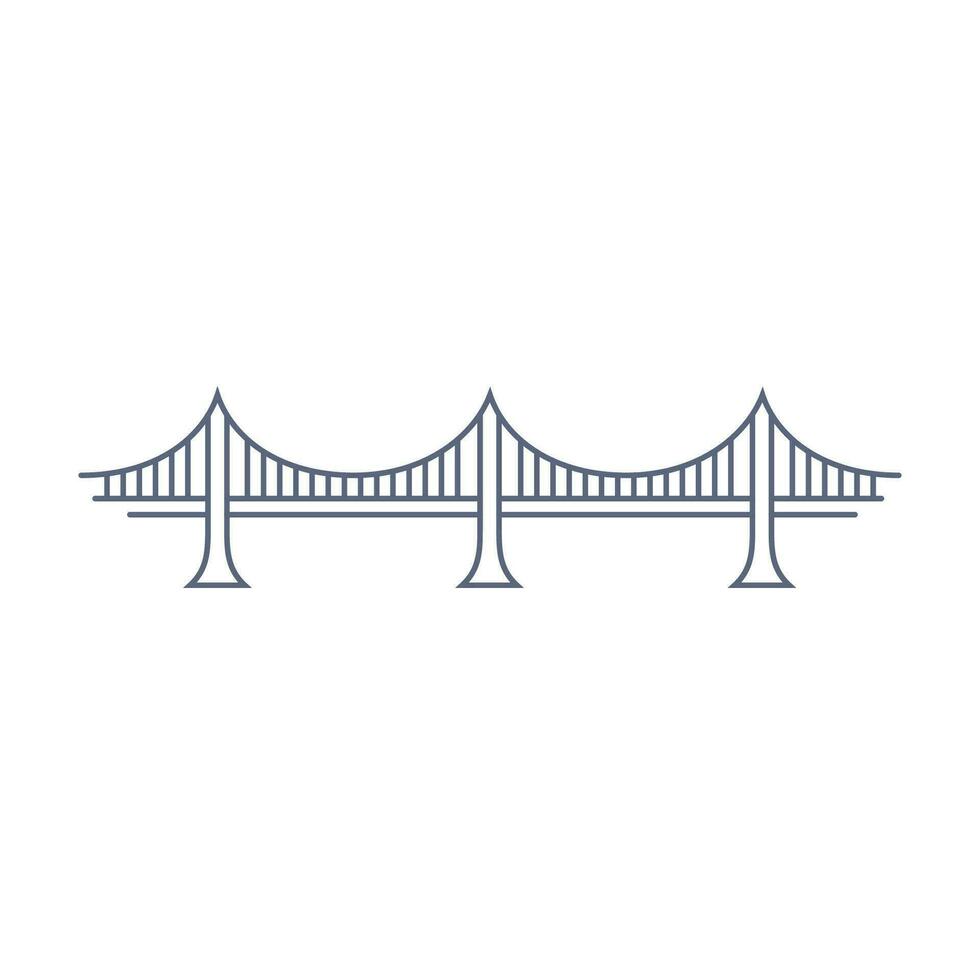 Bridge line vector icon - suspension bridge simple pictogram in linear style on white background. Vector illustration.