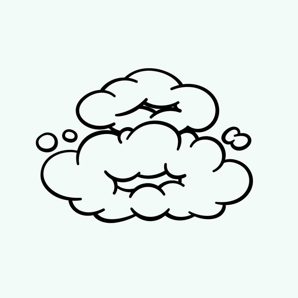 Comic clouds, cartoon vector clouds in line style isolated on light background. Vector illustration