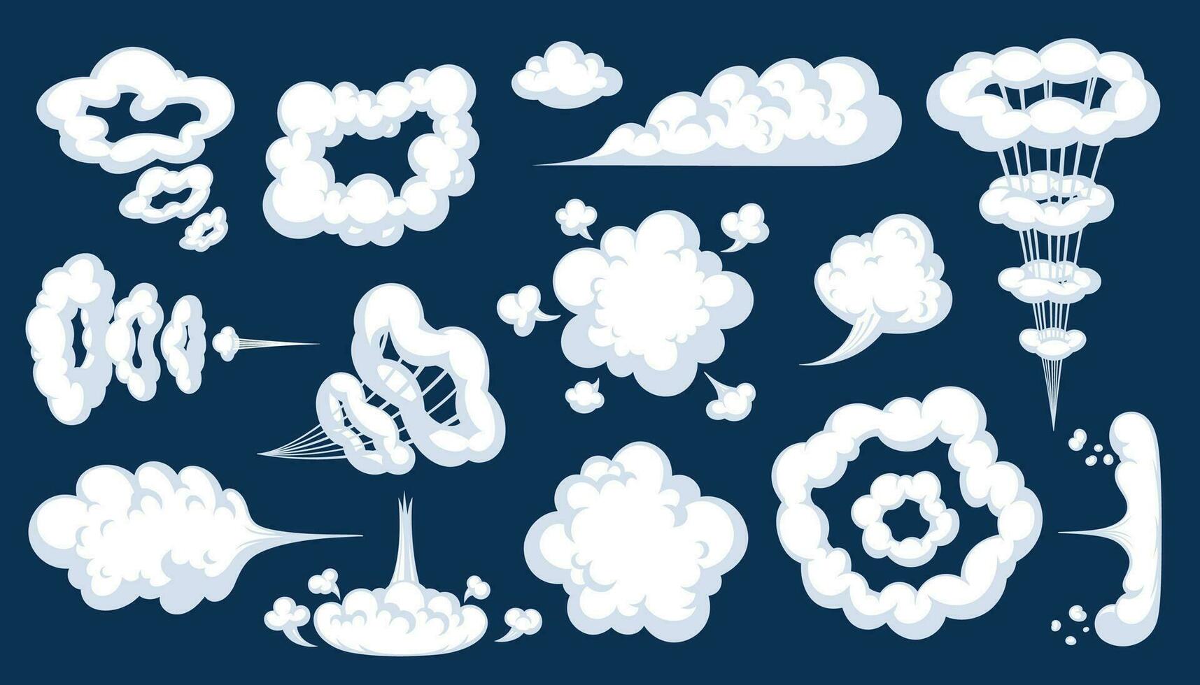 Comic cartoon smoke or cloud, vector speed motion effects