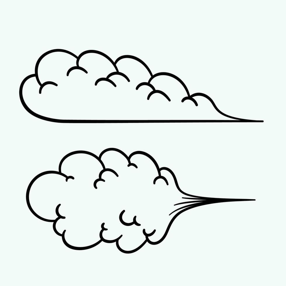 Comic clouds, cartoon vector clouds in line style isolated on light background. Vector illustration