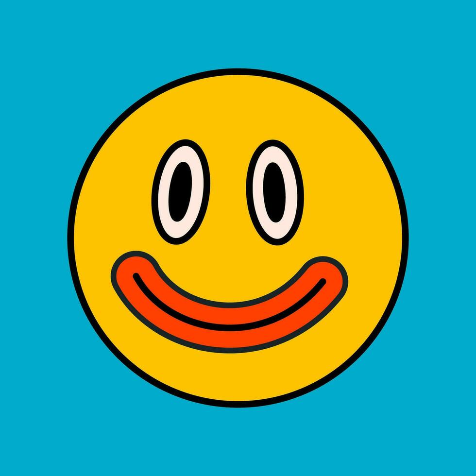 Cartoon vector funny cute smiling face Comic character. Crazy cartoons Abstract vector collection in trendy retro comic style