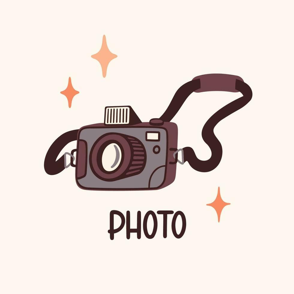 Photo camera, equipment for making a blog or vlog vector illustration. Cartoon digital devices for making internet content vector flat illustration