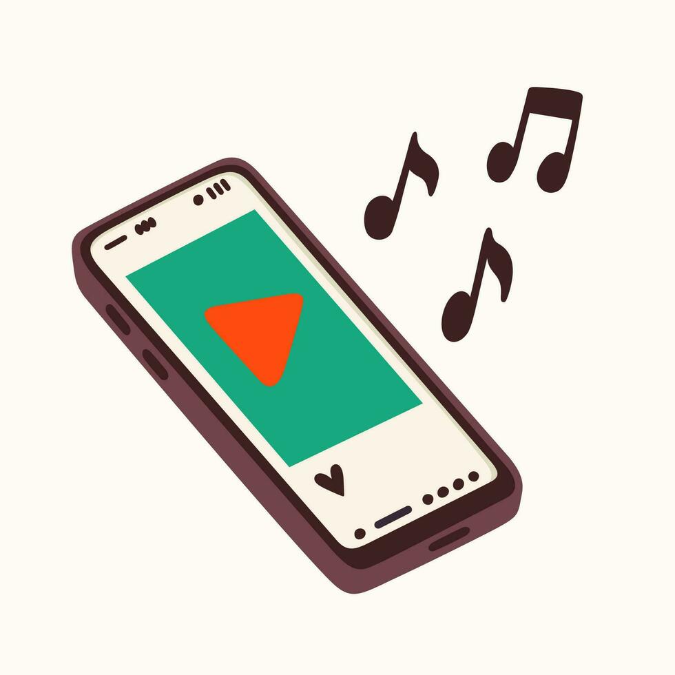 Phone music sticker for a social media, making a blog or vlog vector flat illustration. Set of cartoon icons for making internet content.