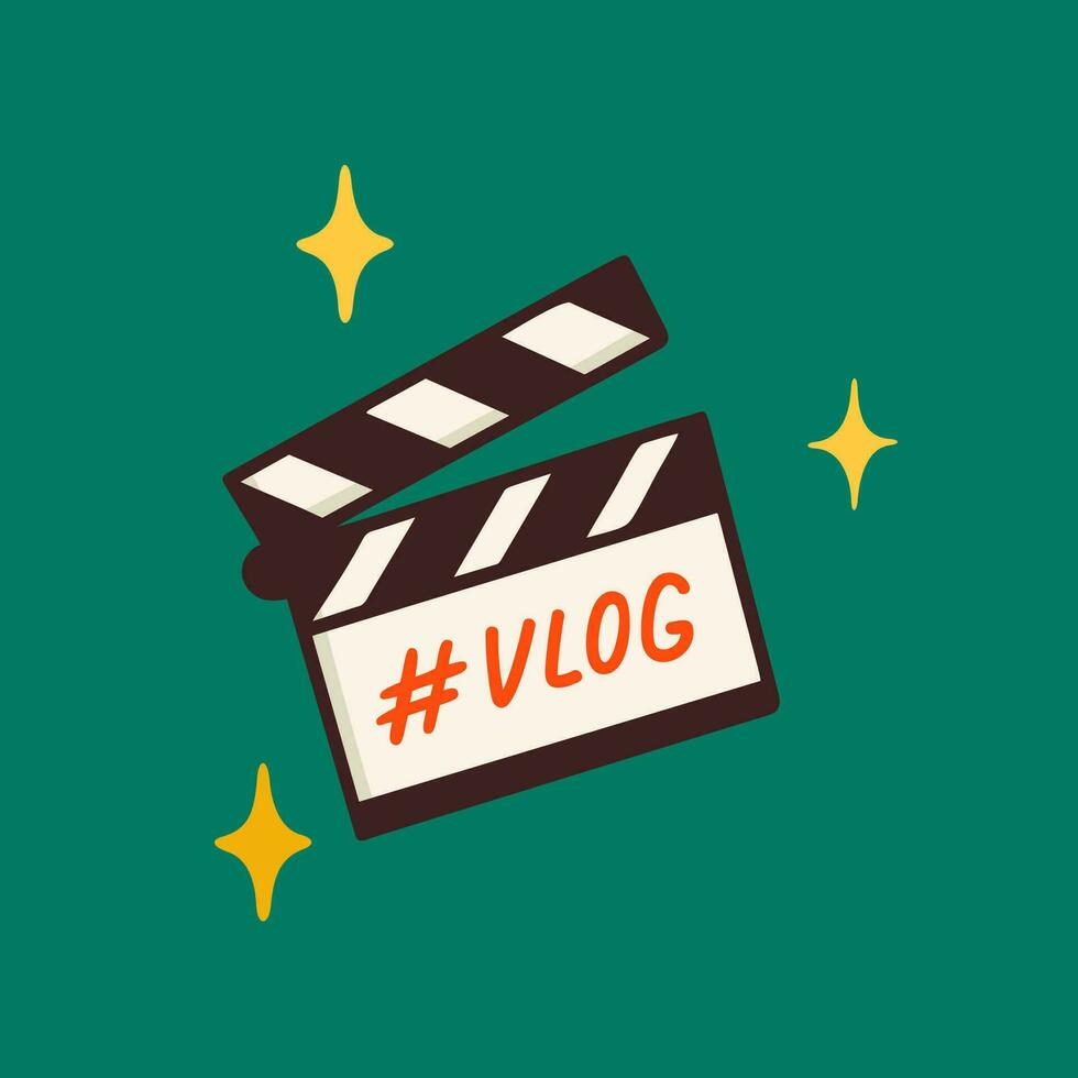 movie clapper, equipment for making a blog or vlog vector illustration. Cartoon devices for making internet content vector flat illustration.