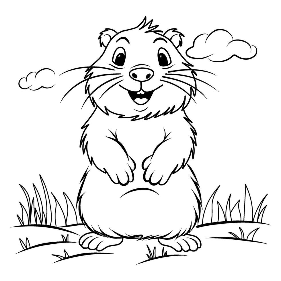 Groundhog Day coloring page. vector