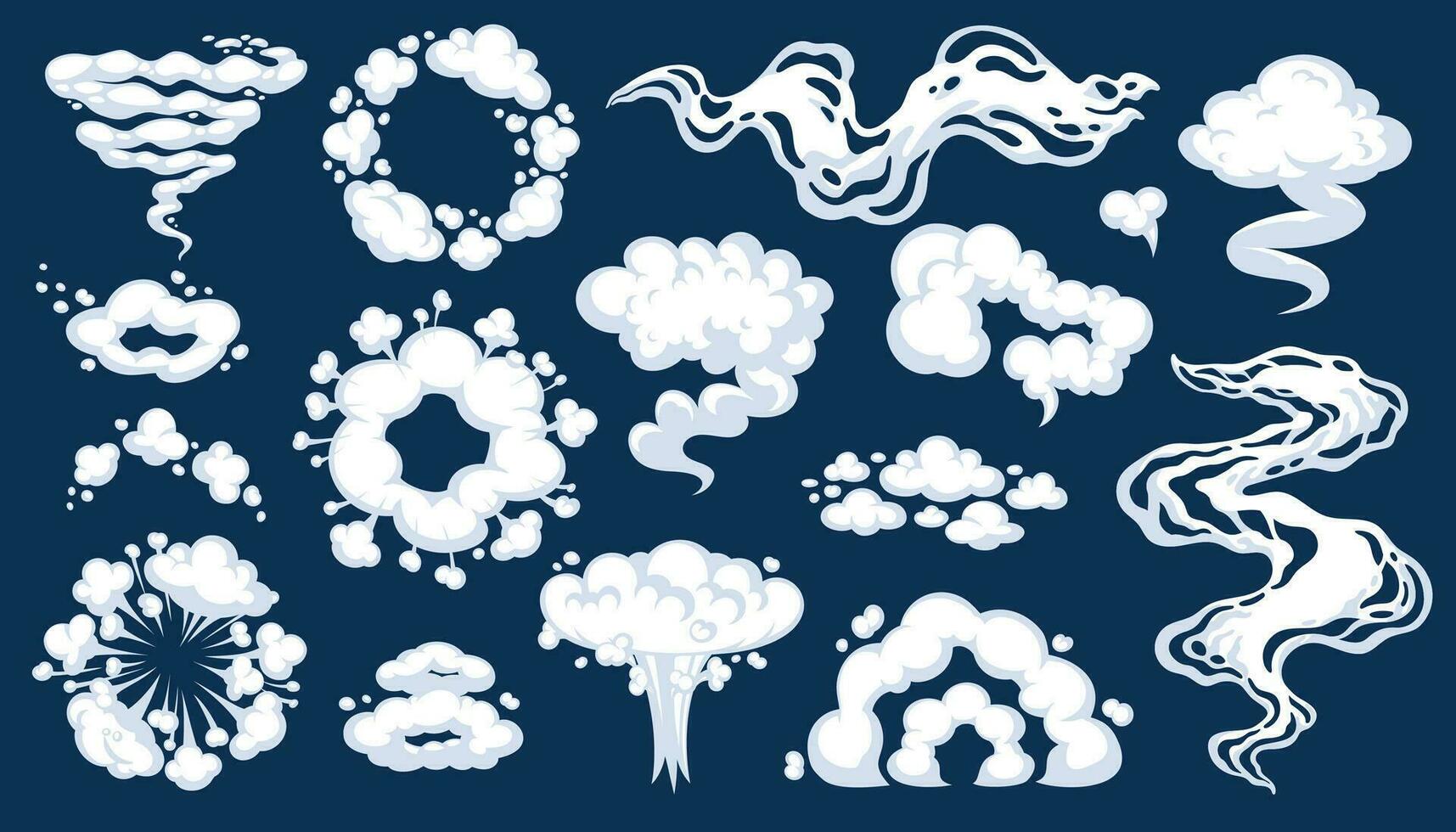 cómic dibujos animados fumar o nube, vector velocidad movimiento efectos