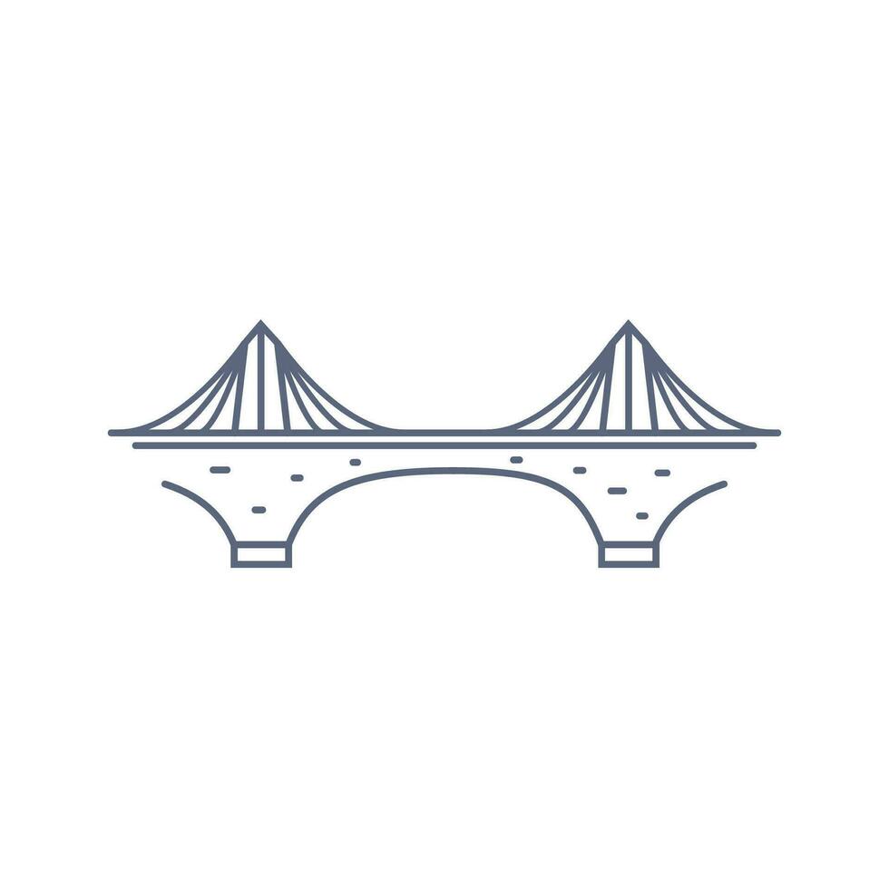 icono de vector de línea de puente - pictograma simple de puente colgante en estilo lineal sobre fondo blanco. ilustración vectorial