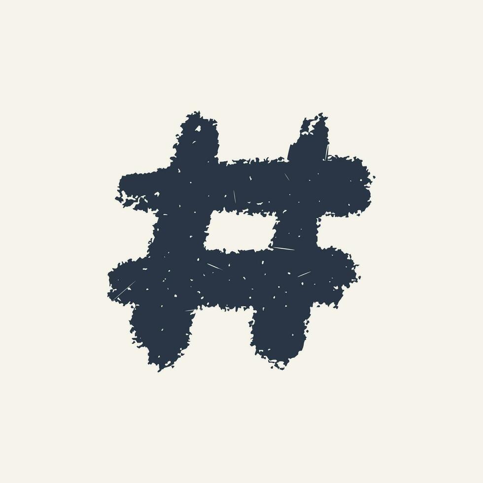 hashtag, vector tinta pintado etiqueta icono en blanco antecedentes. mano dibujado vector ilustración