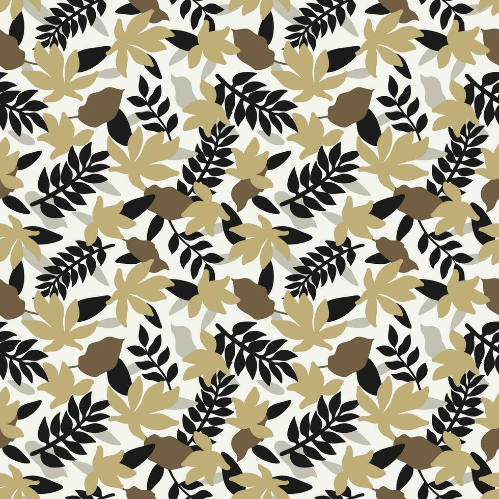 Seamless floral pattern, vector seamless background with summer exotic leaves. Organic flat style vector illustration