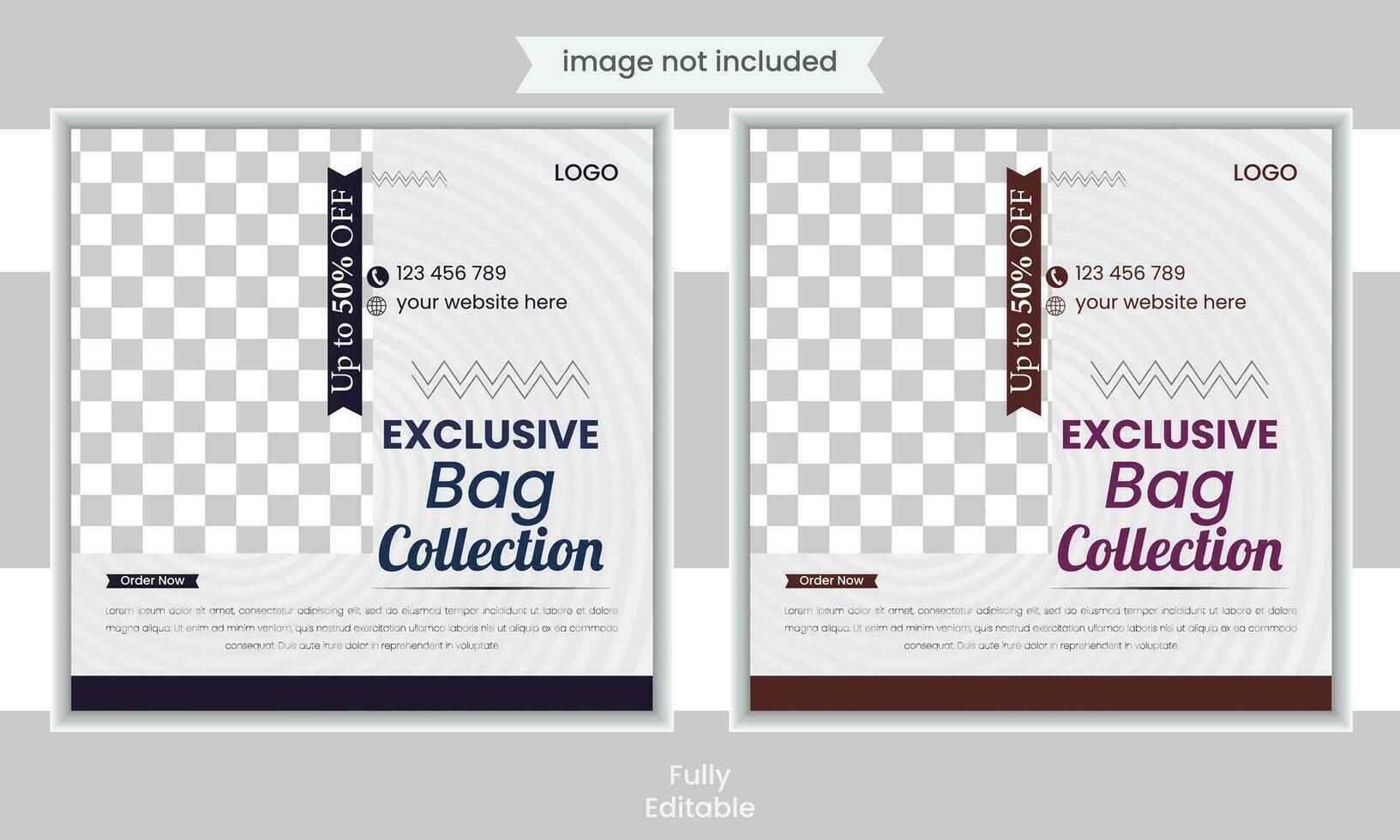 Digital marketing bag design template. Digital business marketing social media bag post template. Social media banner design template. Social media post design. Social media bundle design. Web banner vector