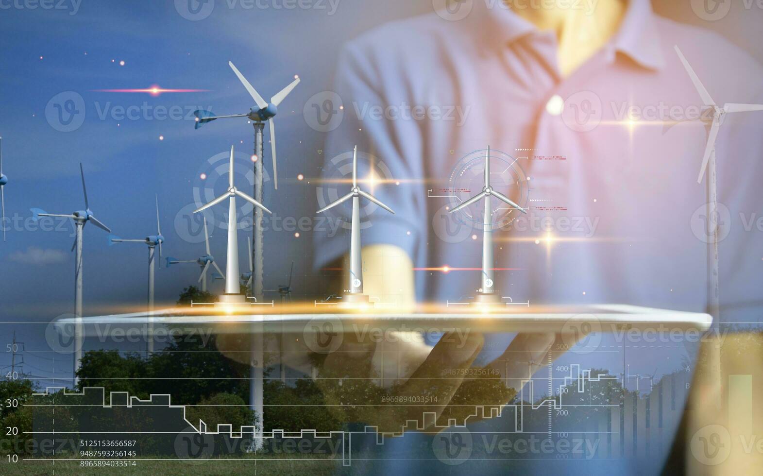 Concept of using clean energy such as wind power and control of usage photo
