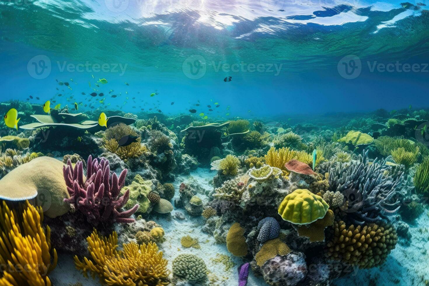 Nature's Masterpiece - A Colorful Coral Reef Alive with Marine Biodiversity - AI generated photo