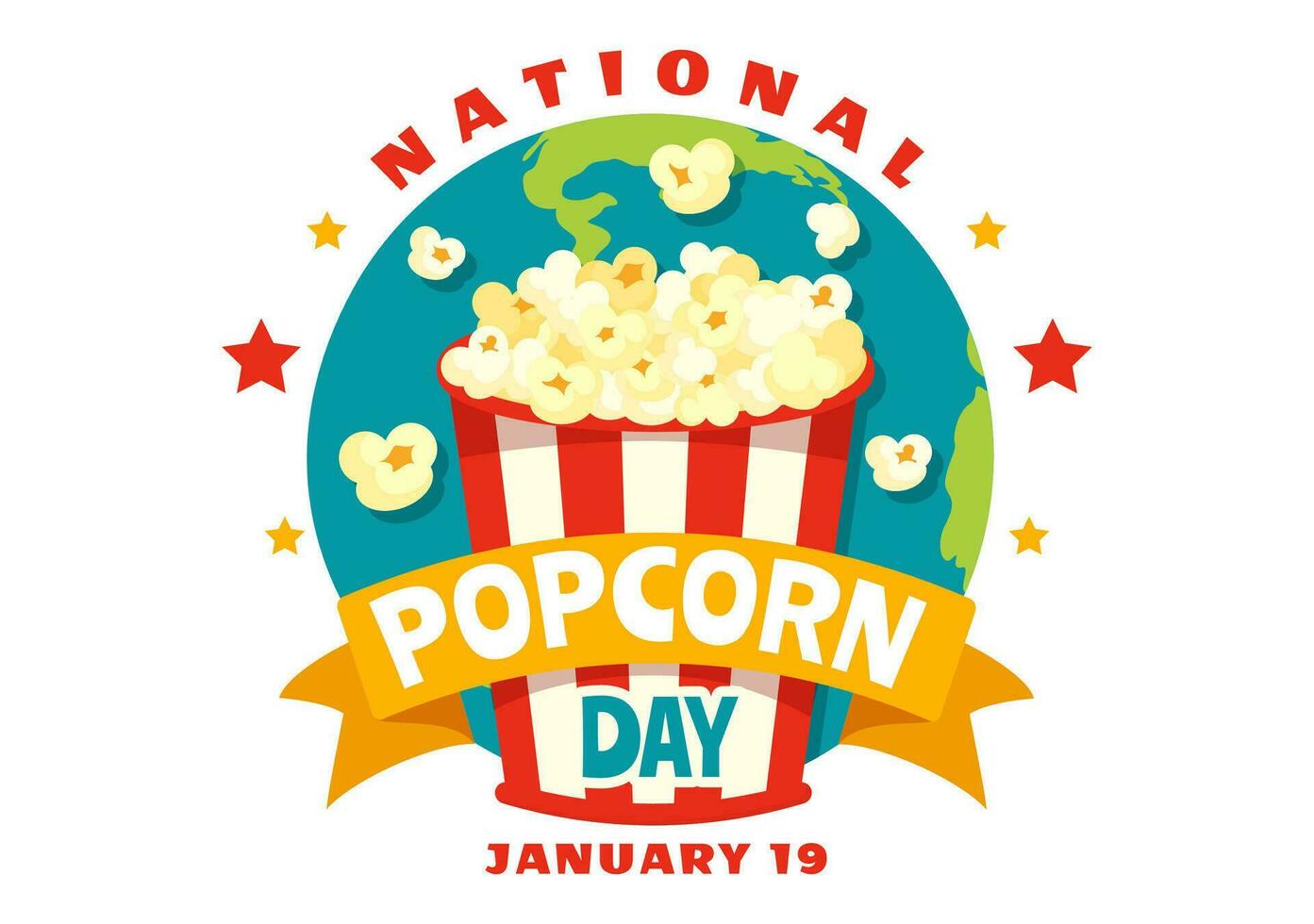 National Popcorn Day Vector Illustration on January 19th with a Big Box Popcorns to Poster or Banner in Flat Cartoon Background Design