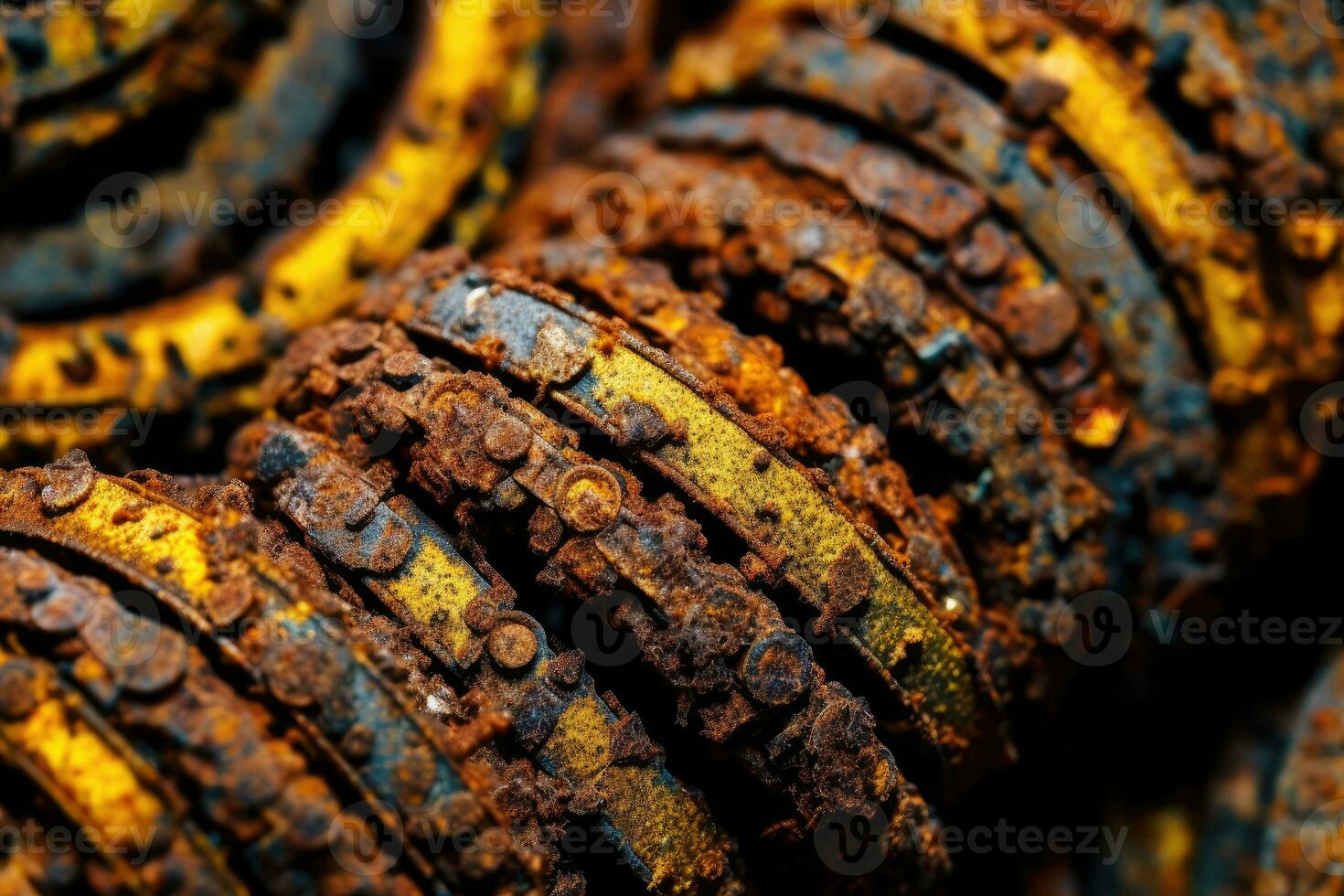 nostálgico oxido - intrincado macro textura de decadente industrial sitio - resumen macro fotografía - ai generado foto