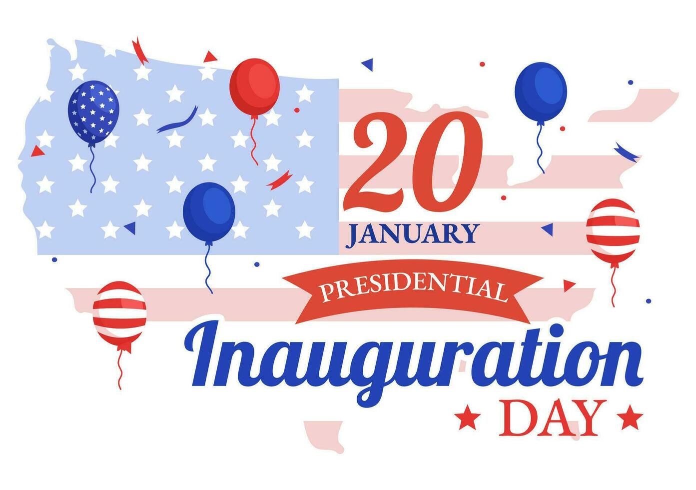 USA Presidential Inauguration Day Vector Illustration January 20 with Capitol Building Washington D.C. and American Flag in Background Design