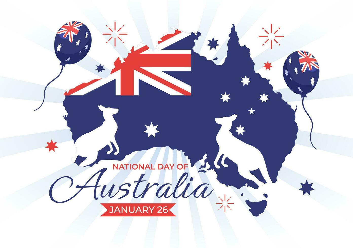 Happy Australia Day Vector Illustration on 26 January with Map and Australian Flag for Banner or Poster in Flat Cartoon Background Design