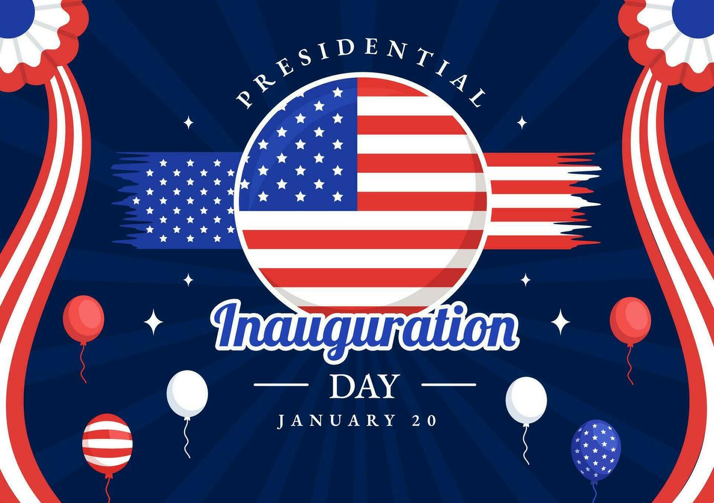 USA Presidential Inauguration Day Vector Illustration January 20 with Capitol Building Washington D.C. and American Flag in Background Design