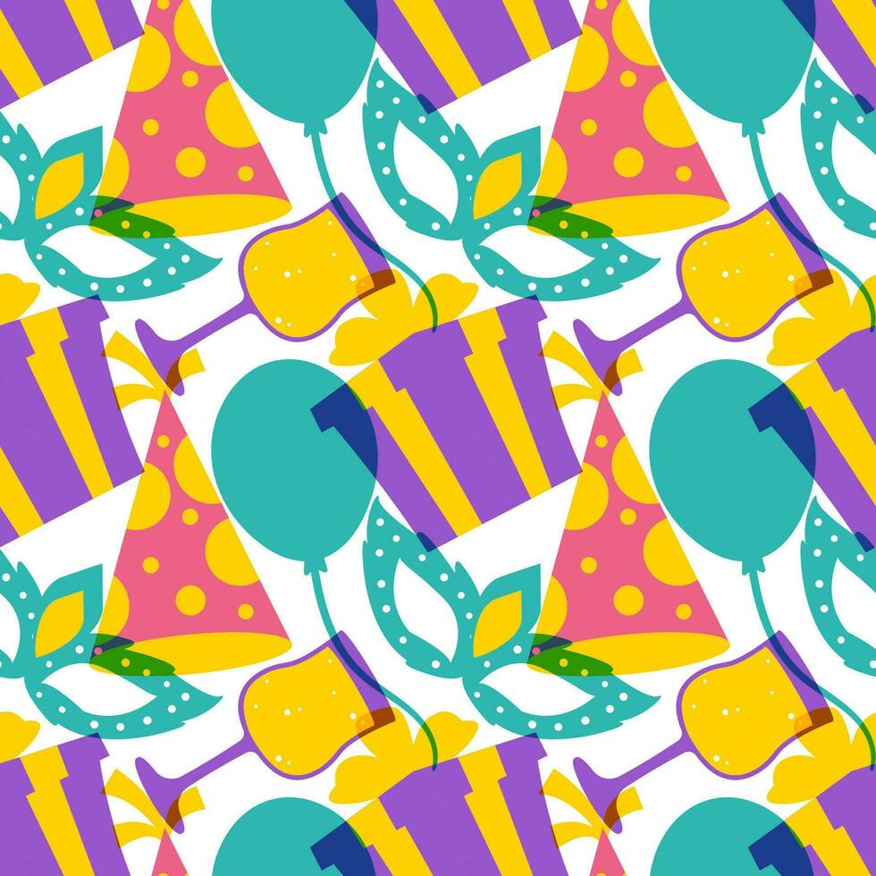 Happy New Year 2024 Seamless Pattern Illustration with Elements Decoration New Years Background vector