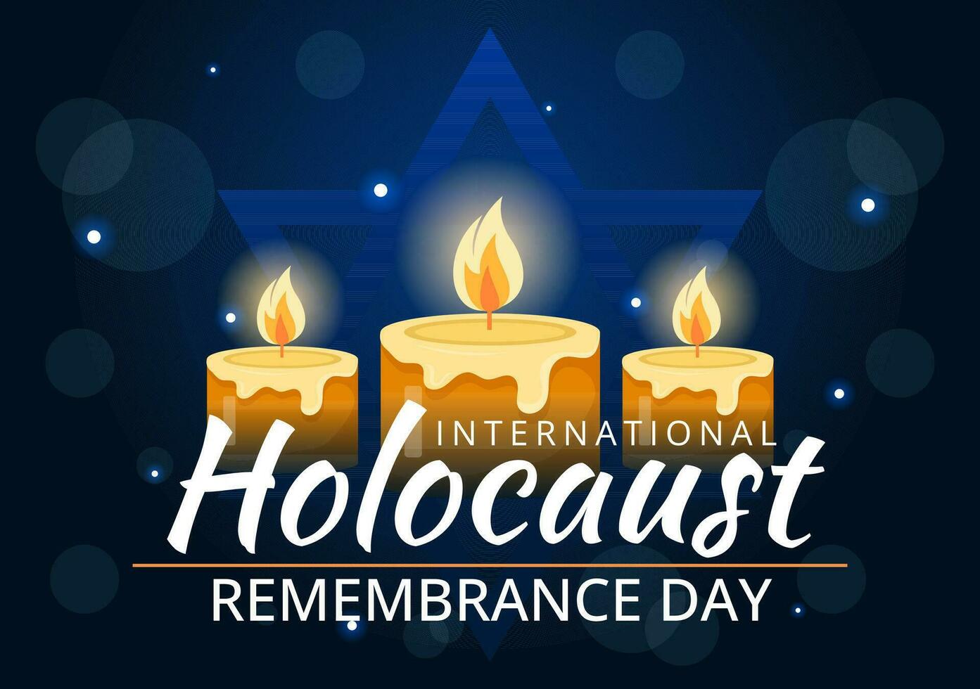 International Holocaust Remembrance Day Vector Illustration on 27 January with Yellow Star and Candle to Commemorates the Victims in Flat Background
