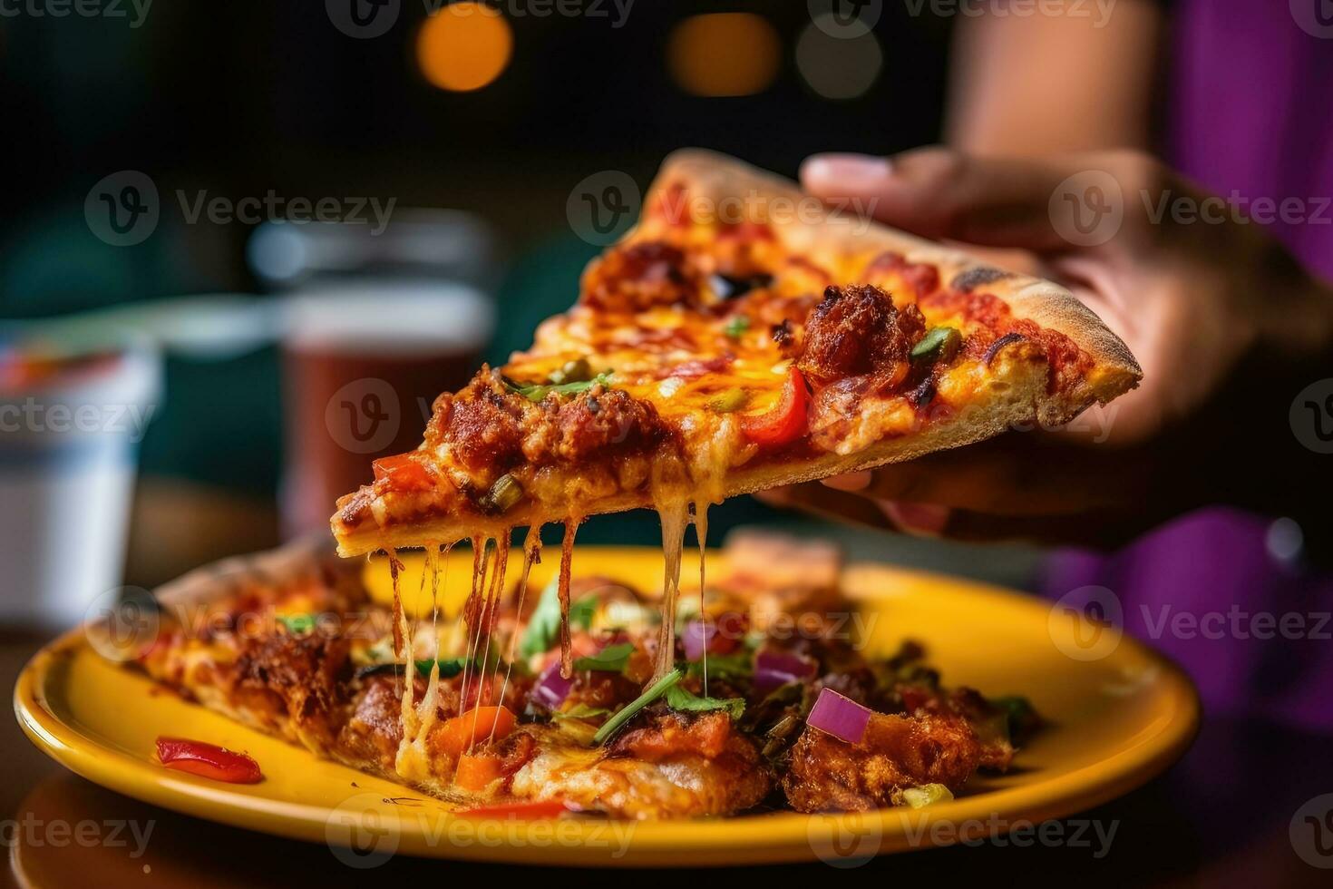 Pizza perfección - un Agua en la boca de cerca Disparo - ai generado foto