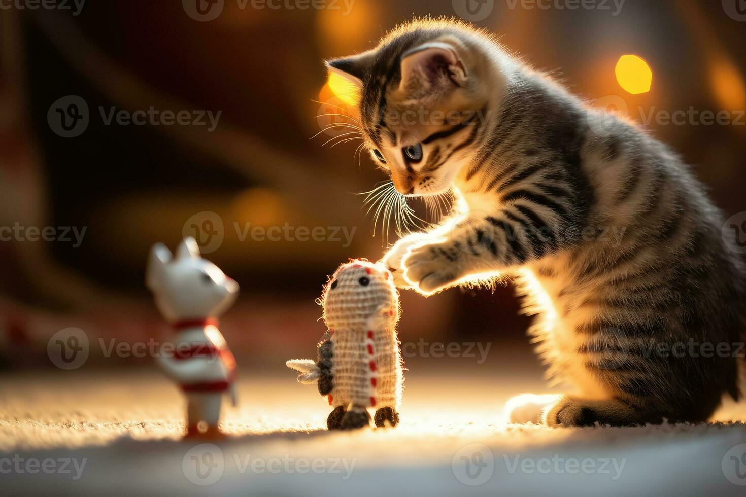 Domestic Delight - Capturing the Joy of a Kitten's Playtime - AI generated photo