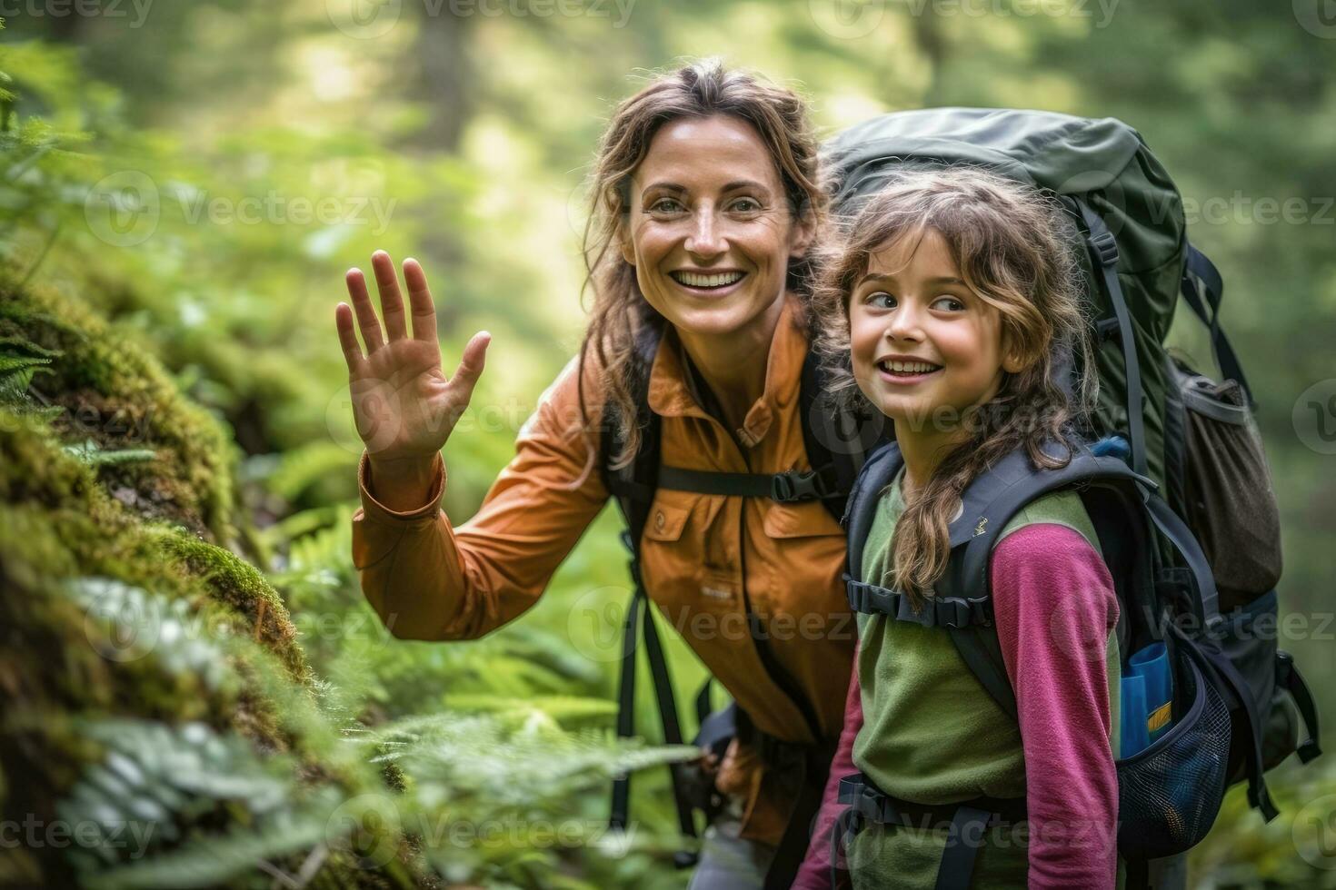 entrelazados - un reconfortante cuento de madre hija unión en el bosque - ai generado foto